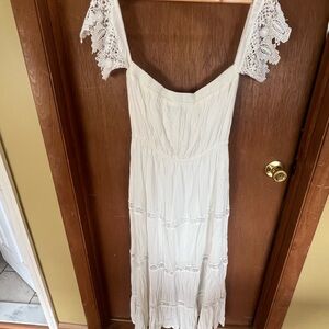 Shinestar Ivory Off the Shoulder Maxi Dress